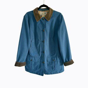 Vintage LL Bean Teal Chore Barn Coat M Cotton Brown Corduroy Trim 90s Workwear